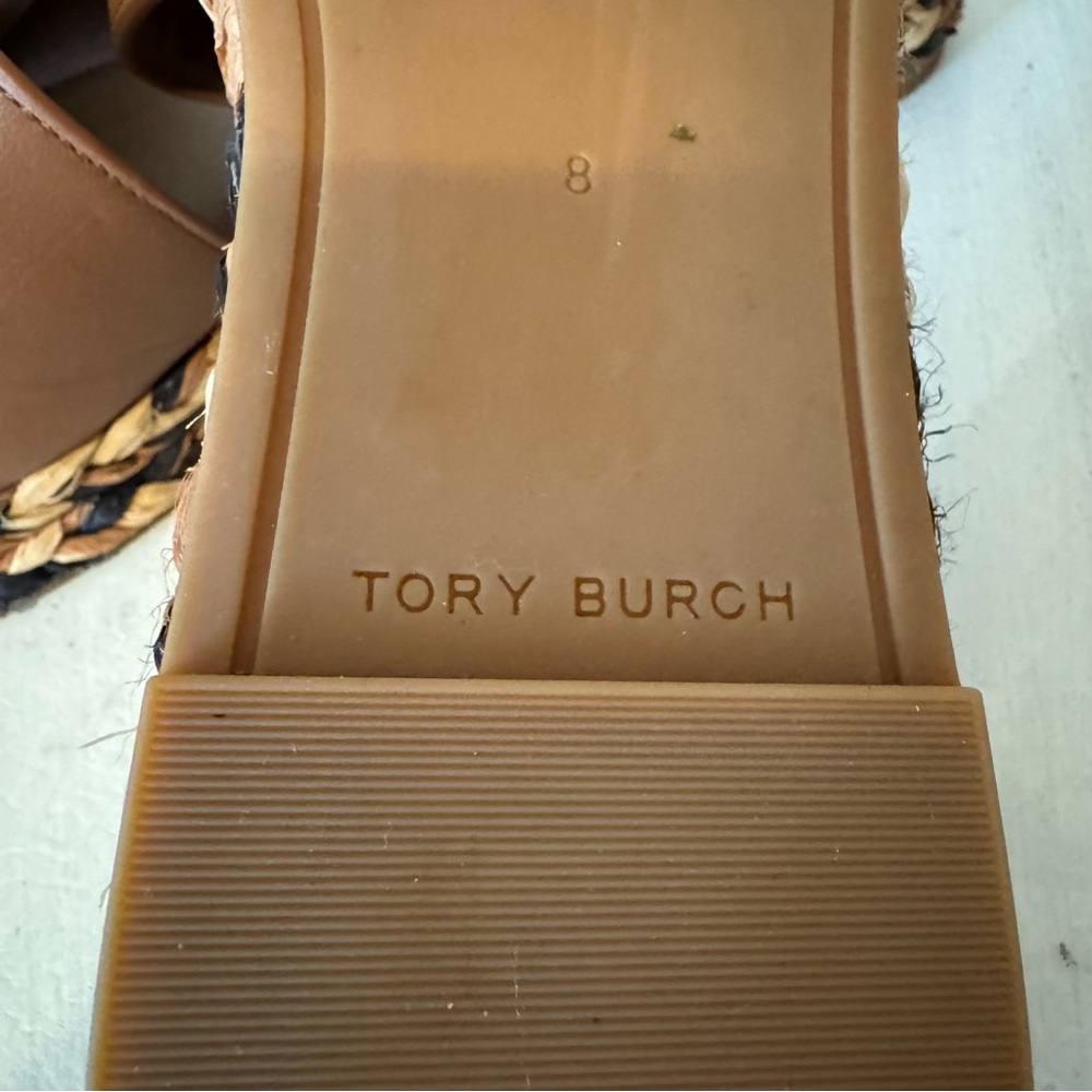 Tory Burch Brown Leather Espadrille Slides - Picture 5 of 5